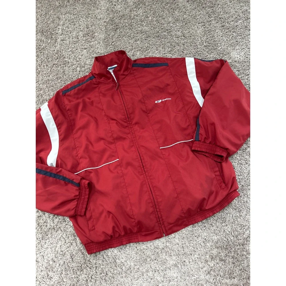 Vintage y2k Reebok Track Jacket Full Zip Windbreaker‎ Lightweight Red Mens L